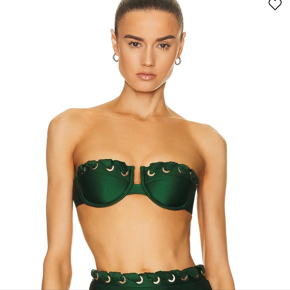 Zimmermann Devi Eyelet Balconette Bra Swim Top Emerald Green sz 6 A/B